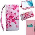 For Samaung Galaxy S22 5G 3D Painted Pattern Horizontal Flip Leather Phone Case with Holder & Lanyard(Red Flower) - 1