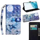 For Samaung Galaxy S22 5G 3D Painted Pattern Horizontal Flip Leather Phone Case with Holder & Lanyard(Moon Wolf) - 1