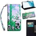 For Samaung Galaxy S22 5G 3D Painted Pattern Horizontal Flip Leather Phone Case with Holder & Lanyard(Bamboo Panda) - 1