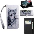 For Samaung Galaxy S22 Ultra 5G 3D Painted Pattern Horizontal Flip Leather Phone Case with Holder & Lanyard(Smile Cat) - 1