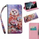 For Samaung Galaxy S22 Ultra 5G 3D Painted Pattern Horizontal Flip Leather Phone Case with Holder & Lanyard(Color Owl) - 1