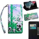 For Samaung Galaxy S22 Ultra 5G 3D Painted Pattern Horizontal Flip Leather Phone Case with Holder & Lanyard(Bamboo Panda) - 1