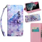 For Samaung Galaxy S22 Ultra 5G 3D Painted Pattern Horizontal Flip Leather Phone Case with Holder & Lanyard(Roaring Wolf) - 1