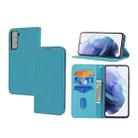 For Samaung Galaxy S22 5G Woven Texture Stitching Magnetic Horizontal Flip PU Leather Phone Case(Blue) - 1