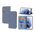 For Samaung Galaxy S22 5G Woven Texture Stitching Magnetic Horizontal Flip PU Leather Phone Case(Grey) - 1