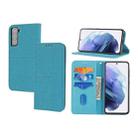For Samaung Galaxy S22+ 5G Woven Texture Stitching Magnetic Horizontal Flip PU Leather Phone Case(Blue) - 1