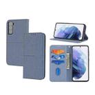 For Samaung Galaxy S22+ 5G Woven Texture Stitching Magnetic Horizontal Flip PU Leather Phone Case(Grey) - 1