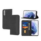 For Samaung Galaxy S22+ 5G Woven Texture Stitching Magnetic Horizontal Flip PU Leather Phone Case(Black) - 1