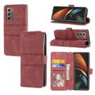 For Samsung Galaxy Z Fold2 5G Embossed Striped Magnetic Buckle PU + TPU Horizontal Flip Phone Leather Case(Red) - 1
