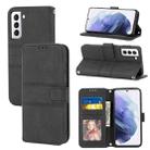 For Samaung Galaxy S22 5G Embossed Striped Magnetic Buckle PU + TPU Horizontal Flip Phone Leather Case(Black) - 1