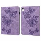 For iPad mini 6 Embossed Butterfly Pattern Horizontal Flip Leather Tablet Case(Purple) - 1