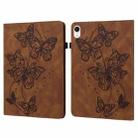 For iPad mini 6 Embossed Butterfly Pattern Horizontal Flip Leather Tablet Case(Brown) - 1