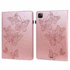 For iPad Pro 11 2022 / 2021 / Air 2020 10.9 Embossed Butterfly Leather Tablet Case(Pink) - 1