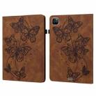 For iPad Pro 11 2022 / 2021 / Air 2020 10.9 Embossed Butterfly Leather Tablet Case(Brown) - 1