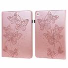 Embossed Butterfly Pattern Horizontal Flip Leather Tablet Case For iPad 10.2 (2021/2020/2019) / Air 10.5 2019(Pink) - 1