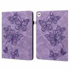 Embossed Butterfly Pattern Horizontal Flip Leather Tablet Case For iPad 10.2 (2021/2020/2019) / Air 10.5 2019(Purple) - 1