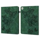 Embossed Butterfly Pattern Horizontal Flip Leather Tablet Case For iPad 10.2 (2021/2020/2019) / Air 10.5 2019(Green) - 1