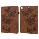 Embossed Butterfly Pattern Horizontal Flip Leather Tablet Case For iPad 10.2 (2021/2020/2019) / Air 10.5 2019(Brown) - 1