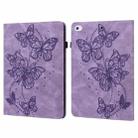 Embossed Butterfly Pattern Horizontal Flip Leather Tablet Case For iPad mini 5 / 4 / 3 / 2 / 1(Purple) - 1