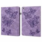 Embossed Butterfly Pattern Horizontal Flip Leather Tablet Case For iPad 9.7 (2018/2017) / Air 2 / Air(Purple) - 1