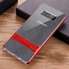 For Galaxy Note8 Carbon Fibre Texture TPU + PC Case with Holder(Red) - 1