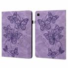 For Samsung Galaxy Tab A7 Lite T220/T225 Embossed Butterfly Pattern Horizontal Flip Leather Tablet Case(Purple) - 1