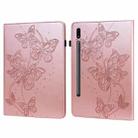 For Samsung Galaxy Tab S8 / Galaxy Tab S7 T870/T875/T876B Embossed Butterfly Pattern Horizontal Flip Leather Tablet Case(Pink) - 1