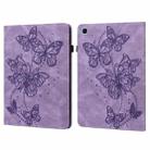 For Samsung Galaxy Tab S6 Lite P610/P615 Embossed Butterfly Pattern Horizontal Flip Leather Tablet Case(Purple) - 1
