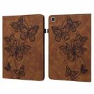 For Samsung Galaxy Tab S6 Lite P610/P615 Embossed Butterfly Pattern Horizontal Flip Leather Tablet Case(Brown) - 1