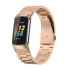 For Fitbit Charge 5 Three-bead Stainless Steel Watch Band(Rose Gold) - 1