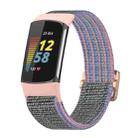 For Fitbit Charge 5 Elastic Nylon Braid Watch Band(Pink) - 1