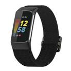 For Fitbit Charge 5 Elastic Nylon Braid Watch Band(Black) - 1