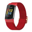 For Fitbit Charge 5 Elastic Nylon Braid Watch Band(Red) - 1
