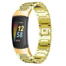 For Fitbit Charge 5 Diamond Stainless Steel Watch Band(Gold) - 1