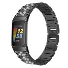 For Fitbit Charge 5 Diamond Stainless Steel Watch Band(Black) - 1