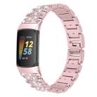 For Fitbit Charge 5 Diamond Stainless Steel Watch Band(Rose Pink) - 1