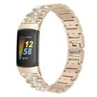 For Fitbit Charge 5 Diamond Stainless Steel Watch Band(Retro Gold) - 1