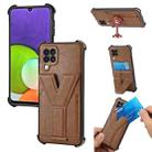 For Samsung Galaxy A12 5G Y Style Multifunction Card Stand Back Cover PU + TPU + PC Magnetic Phone Case(Brown) - 1