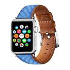 Carbon Fiber Texture Leather Watch Band Watch Band For Apple Watch Ultra 49mm / Series 8&7 45mm / SE 2&6&SE&5&4 44mm / 3&2&1 42mm(Blue Brown) - 1