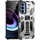 For Motorola Edge (2021) Armor Shockproof TPU + PC Magnetic Protective Phone Case with Holder(Silver) - 1