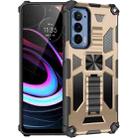 For Motorola Edge (2021) Armor Shockproof TPU + PC Magnetic Protective Phone Case with Holder(Gold) - 1