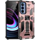 For Motorola Edge (2021) Armor Shockproof TPU + PC Magnetic Protective Phone Case with Holder(Rose Gold) - 1