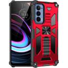 For Motorola Edge (2021) Armor Shockproof TPU + PC Magnetic Protective Phone Case with Holder(Red) - 1