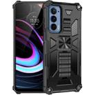 For Motorola Edge (2021) Armor Shockproof TPU + PC Magnetic Protective Phone Case with Holder(Black) - 1