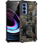 For Motorola Edge (2021) Camouflage Armor Shockproof TPU + PC Magnetic Protective Phone Case with Holder(Army Green) - 1