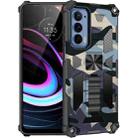 For Motorola Edge (2021) Camouflage Armor Shockproof TPU + PC Magnetic Protective Phone Case with Holder(Light Blue) - 1