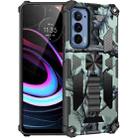 For Motorola Edge (2021) Camouflage Armor Shockproof TPU + PC Magnetic Protective Phone Case with Holder(Mint Green) - 1