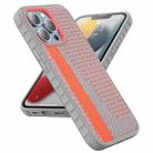 Mutural Coconut Series PC+TPU Gypsophila Fluorescent Woven Phone Protective Case For iPhone 13(Gray Orange) - 1