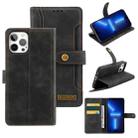 Copper Buckle Horizontal Flip Leather Phone Case with Holder & Card Slots & Wallet For iPhone 13 Pro Max(Black) - 1