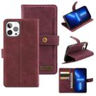 Copper Buckle Horizontal Flip Leather Phone Case with Holder & Card Slots & Wallet For iPhone 13 Pro Max(Maroon) - 1